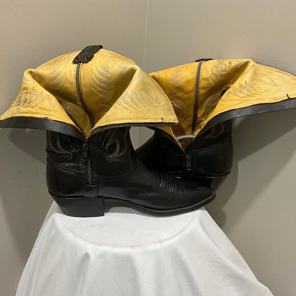 NOCONA Cowboy Boots Black Leather & grey western embroidery EUC Men's Size 10 D - Picture 4 of 8